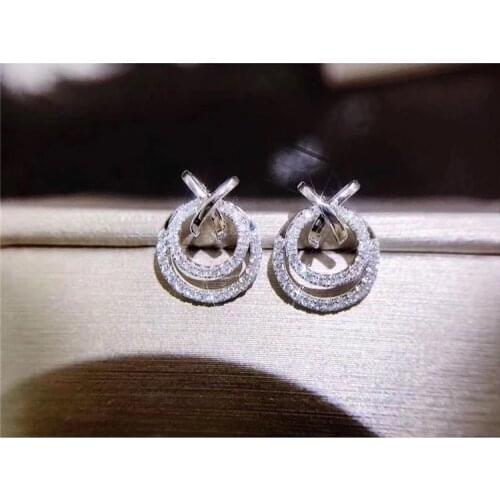 Simple Personality Hollow Earrings Double Twist Zircon Earrings Female Geometric Retro Earrings Buckle Earrings for Women