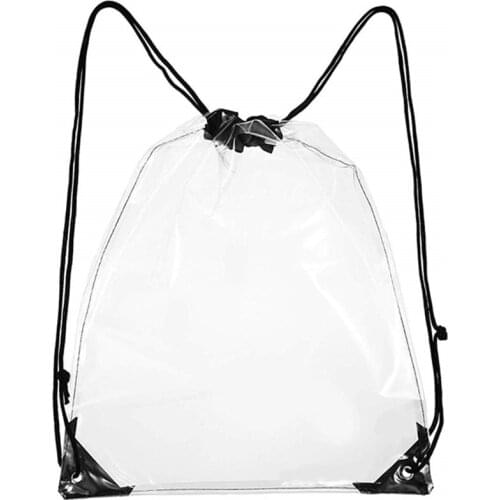 School Gym Unisex Transparent Drawstring Bag Large Capacity Adjustable Drawstring Backpack Drawstring Backpack Bag Lightweight