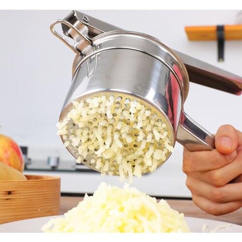 Stainless Steel Potato Masher Manual Juicer with 3 Interchangeable Disks