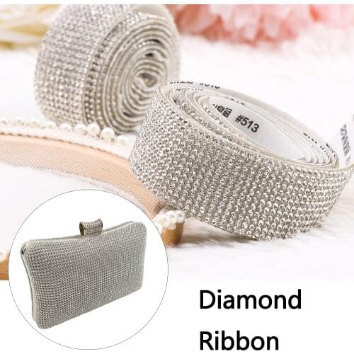 1 Yard Self-Adhesive Crystal Rhinestone Diamond Ribbon Trim Tape Sticker DIY Event Car Phone Decoration Arts Crafts Beautiful