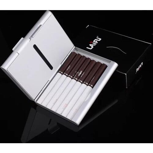 Tltra-thin Double-layer metal aluminum alloy cigarette case Holder 16 pcs Storage Container Smoking Accessories men Gadget