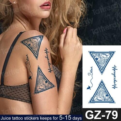 Triangle geometric figure temporary tattoo sticker letters rose flower temporary tattoo words arm tattoo for women men body art