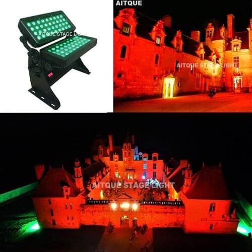 2lot/CASE)Outdoor building lights 72x10w 4 in1 ip65 outdoor city color led rgbw 720w watt dmx led flood light flight case
