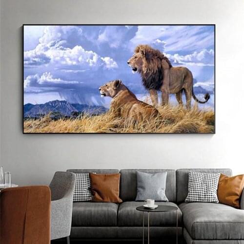 African Wild Tigersl lions Animals Canvas Painting on The Wall Posters and Prints Wall Art Decorative Pictures for Living Room