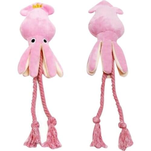 Pet Dog Rope Toys Cute Plush Squid Shape Chew Interactive Toy Bite Resistant Plaything Pet Supplies Accessories