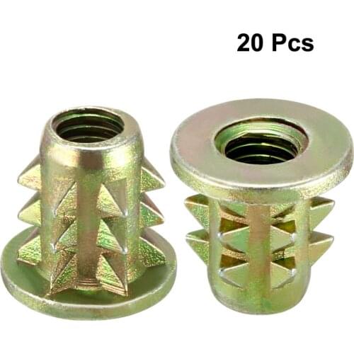 Uxcell High Quality 20pcs/lot M4 M5 M6 M8 Furniture Fittings Wood Insert E-Nut Screws Zinc Alloy Bronze Tone Length 11-15mm