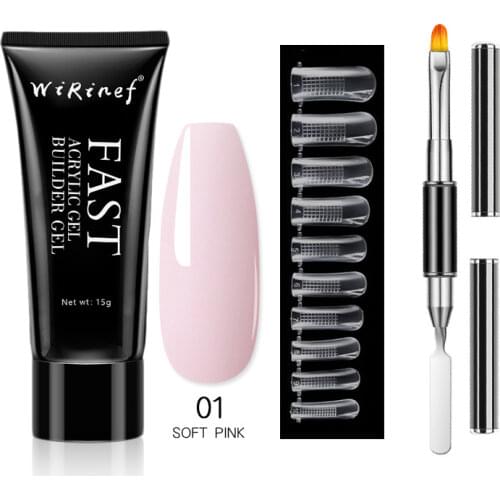 WiRinef Poly Nail Gel Set Poly UV Gel Clear/Pink Acrylic Quick Building Finger Extension Soak Off UV Gel Polish Nail Tools Set