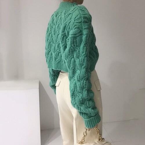 2021 Spring Autumn Sweater Women Knitted Twist Pullover Sweater Long Sleeve Turtleneck Crop Tops Jumper Soft Warm Pull Femme