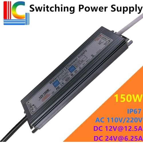 CB 150W Waterproof Power Supply DC 12V 12.5A 24V 6.25A LED Driver Adapter for LED Strip Underwater light Underground lamp etc