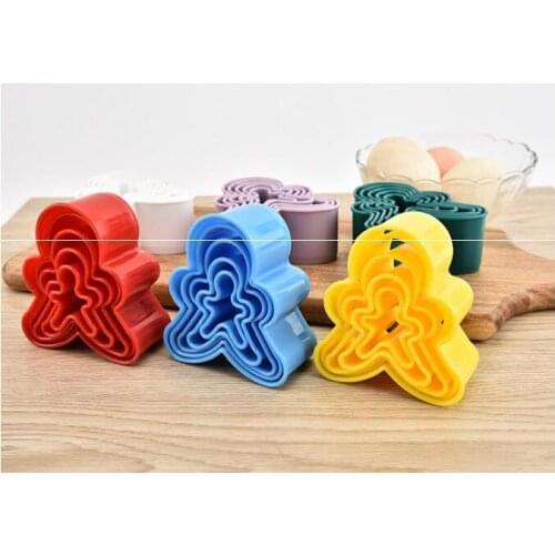 5pcs/lot Plastic Cookie Cutters Gingerbread Man Biscuit Set Different Sizes Assorted Colors Cake Molds NE 012