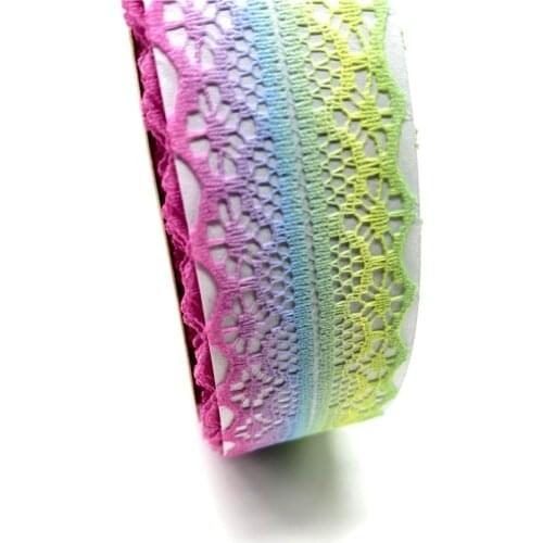 5Yards 28mm Double color Wide Bilateral Handicrafts Embroidered Net Lace Trim Ribbon Wedding Birthday Christmas Decorations #05