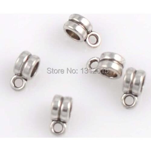 Free Shipping Wholesale Alloy&Metal Antique Silver Bail Beads Jewelry Findings Fit Charm Bracelets 9x4mm,50Pcs,YTC0164