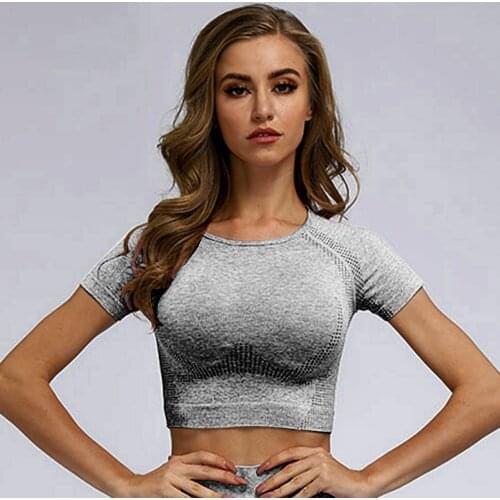 Seamless Training T-Shirts Top Short Sleeve Workout Tops Fitness Vital Gym Crop Top Athletic Gym Shirt Women
