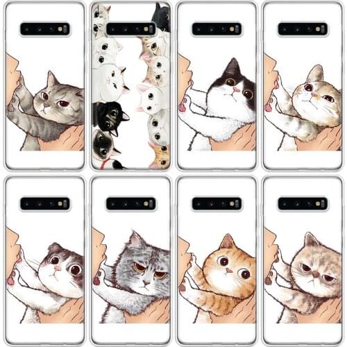 Funny Kiss lovely Cats Face Phone Case For Samsung Galaxy A51 A71 A50S A10 A20E A30 A40 A70 A01 A21 A41 A11 A6 A7 A8 A9 Plus + C
