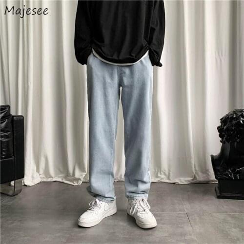 Classic Vintage Jeans Men High Street Large Size S-3XL Denim Straight Trousers Harajuku Popular All-match Elastic Waist Loose BF