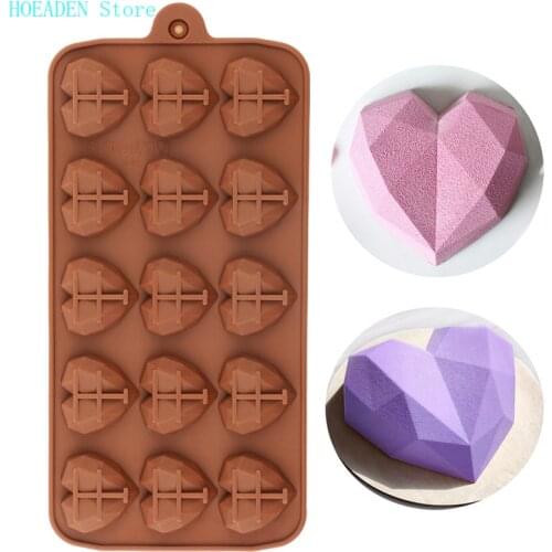 Heart Chocolate Molds 15 Cavitydiamond Love Shape Silicone Wedding Candy Baking Shapes Cupcake Decorations Cake Shape 3D