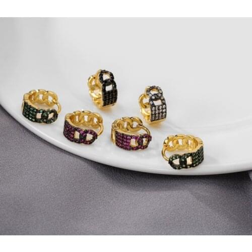 HECHENG,1pair,Link Small Hoop Earrings,Black Color Jewelry,For Women and Girls,Wholesale Dropshipping