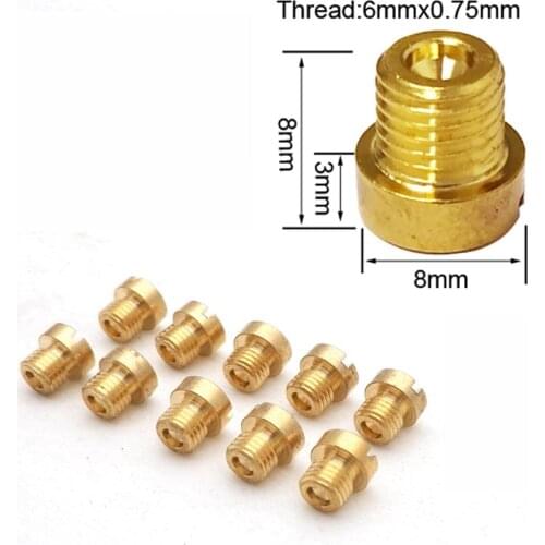 Carburetor M6 Thread Main Jet 6mm for DellOrto Piaggio POLINI Motoforce Carb NC Injector Nozzle Size 102-155