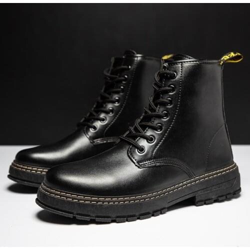 Classic Mens Shoes Boots British Style Casual Martin Men Black Boots New Leather Men Ankle Boots Fashion Punk Motorcycle Shoes