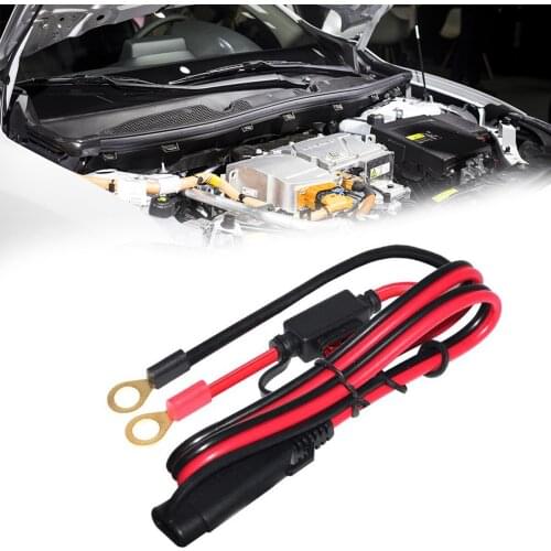 Battery Charging Cable Ring Terminal Wiring Harness 2-Pin Quick Disconnect Plug SAE Battery Extension Cable 12V With10A Fused