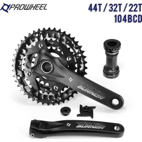 Prowheel MTB Mountain Bike Crank Sprocket Set 170mm 22T/32T/44T Chain Wheel 8/9/10/11 Speed 1082g/set Bicycle Crankset Al-alloy