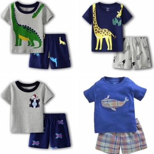 Summer Kids Pajamas Children Sleepwear Baby Homewea Set Girls Cartoon Pyjamas Pijama Cotton Nightwear Boys Clothes 0-2years