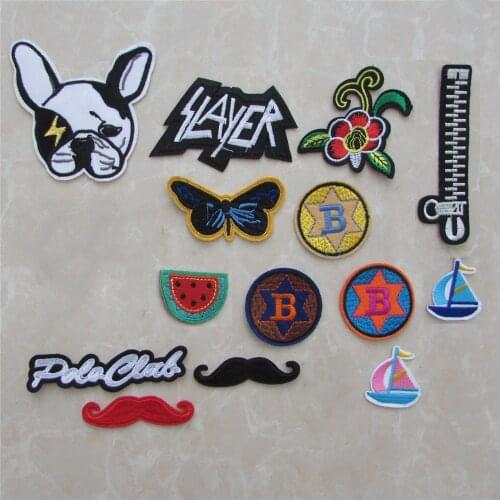 Cartoon patch fashion style hot melt adhesive applique embroidery patches stripes DIY accessory 1pcs sell C5360-C5381
