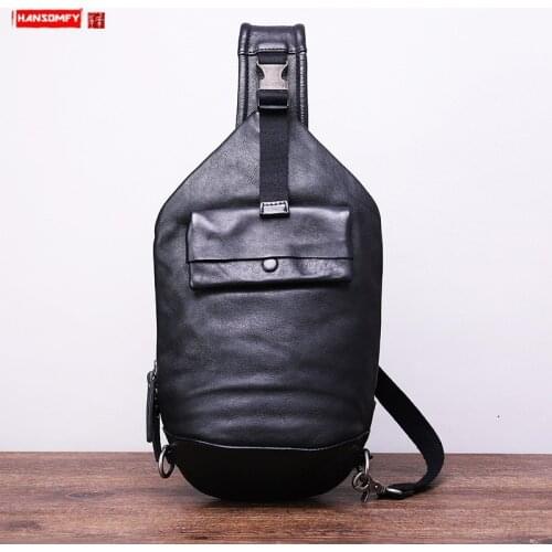 2021 New Fashion Leather Chest Bag Mens Fashion Trend First Layer Full Grain Outdoor Sports Shoulder/Crossbody Bag