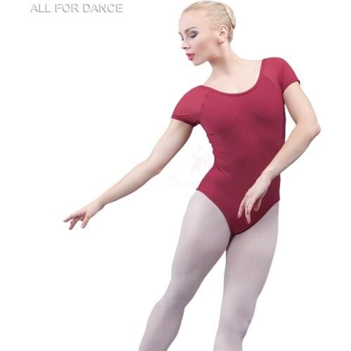 All for Dance New Arrival Matt Lycra Adult Short Sleeve Leotard Bodysuit Gymnastics Leotards for Women Mesh back Ballet letaord