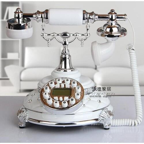 The new European antique landline retro fashion white brick phone telephone Decoration home art rustic household corded phone