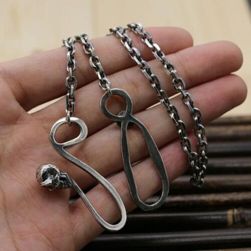 Takayama Taku Skull Necklace Retro Thai Silver S925 Sterling Silver Angle Sweater Chain Men And Women Punk Style Chain