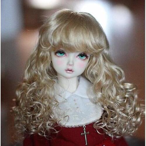 New 1/3 9-10inch 22-24cm 1/4 7-8inch 17~19cm 1/6 6-7inch 15-16.5cm Imitation mohair Flax gold/Brown Wavy hair BJD Doll Wig
