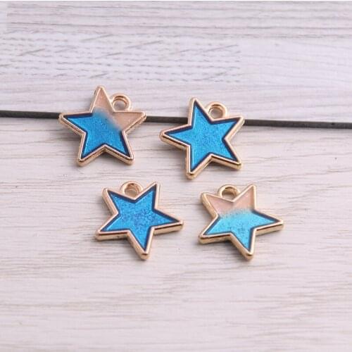 SWEET BELL 4pcs 15*15mm Two Color Alloy Metal Drop Oil Stars Charms Pendant For DIY Bracelet Necklace Jewelry Making