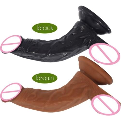 SXXY Curved Realistic Dildo for Women with SuctIon Cup PVC Fake Penis Female Masturbator G Spot Stimulation Sex Toys Massage