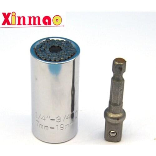 Universal Torque Wrench Head Set Socket Sleeve 7-19mm Power Drill Ratchet Bushing Spanner Key Magic Grip Multi Hand Tools