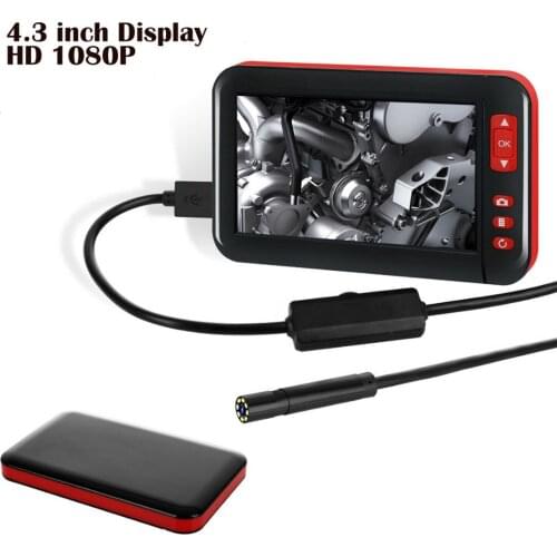 8mm Lens Screen USB Endoscope Borescope 4.3 Inch LCD F200 1080P Car Inspection Tube Camera Monitor For Checking Car 2/5/10M
