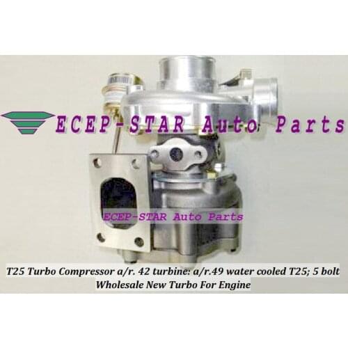 Turbo Turbocharger Inlet flange T25 Compressor a/r. 42 Turbine a/r.49 Outlet flange with 5 bolts water Cooled Turbo charger