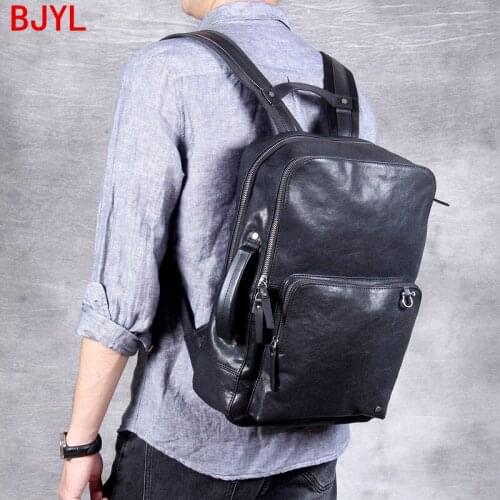 Vintage Leather Men Backpack Laptop Shoulder Bag Portable Travel Backpacks Large-capacity Cowhide Leather Handmade Original Male