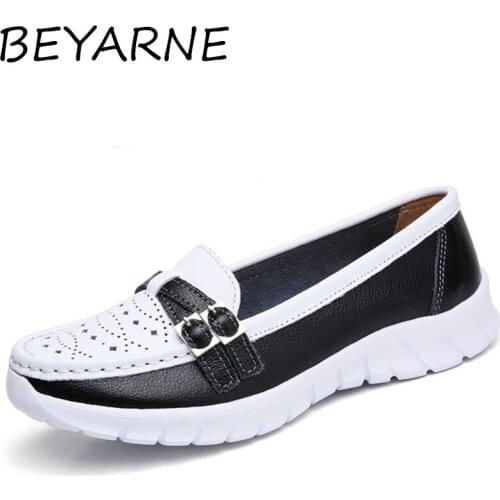 BEYARNE women Roman leather hollow flat loafers sneakers shoes sneakers women ladies casual Roman lace-up breathable shoes