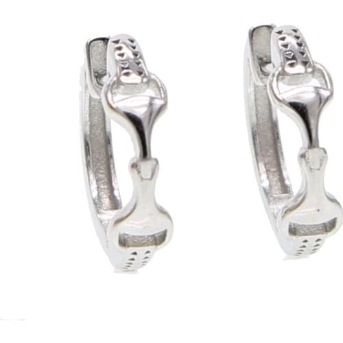 100% 925 sterling silver women ladies horse earrings equestrian delicate dainty classic silver cirlcle earring high quality