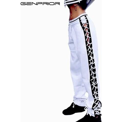 GENPRIOR Women Joggers Loose Pants Lady Elastic High Waist Black White Harem Pants Casual Hip Hop Punk Trousers Femle Sweatpants