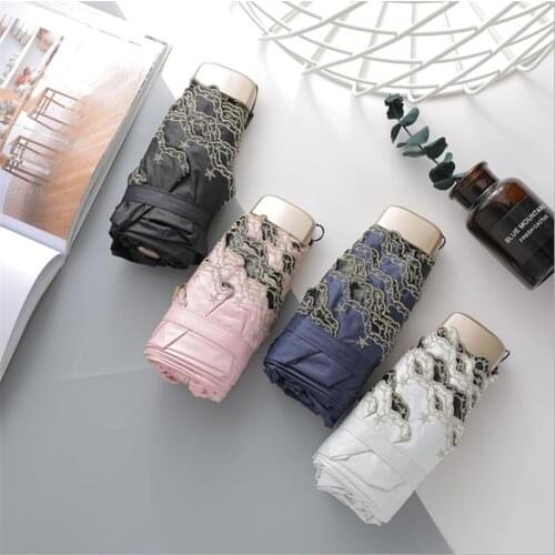 5 Fold Flat Handle Umbrella Sunny and Rainy Umbrella Kids Women Mini umbrella Gifts