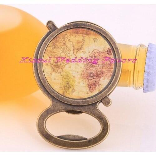 10 Pieces/lot) Adventure themed Wedding and Party Favors of Antique Globe Bottle Opener Favors For Wedding anniversary gifts