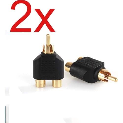 2PCS 1 to 2 RCA Phono Audio Video AV Y Splitter Adapter Mono to Stereo Nickel Pl NEW NEW