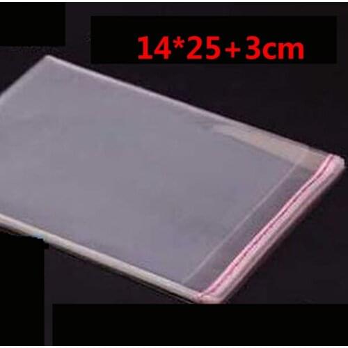 200 Pcs 14*25+3cm Promotion Transparent Cello Bag Clear Resealable Cello Plastic Envelope Small Gift Bags