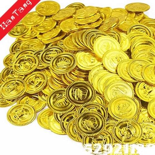 25Pcs Pirate Gold Coins Plastic Coins Treasure Coins For Party Favor Halloween/Christmas Decoration Kids Toy