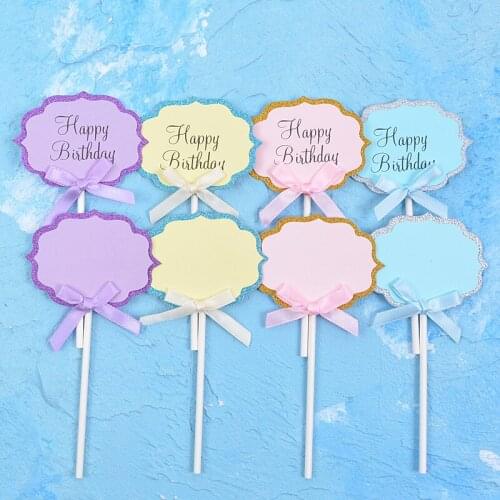 25Pcs Cartoon Cloud Happy Birthday Party Cupcake Toppers Picks Wedding Birthday Party Blank Handwritten Cake Decor Supplies