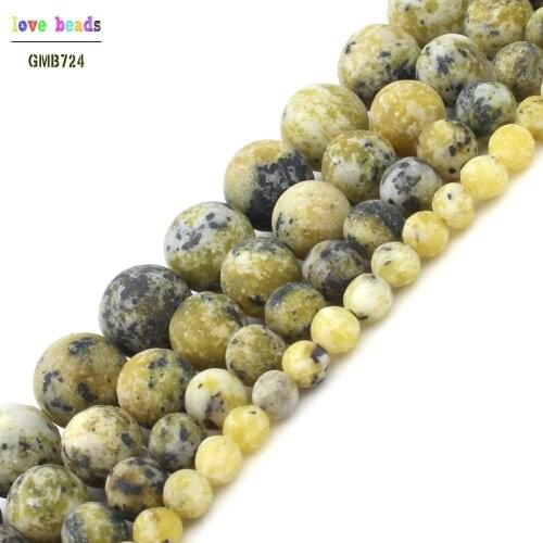 4/6/8/10mm Matte Yellow Green Turquoises Beads DIY Beads for Jewellery Making 15 Inch Bracelets for Women