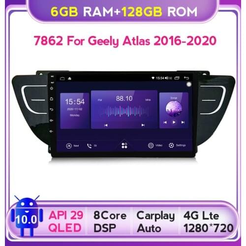 4G LTE 6+128G QLED Android 10 Car Video Radio 5G WIFI GPS Navigation Multimedia For Geely Atlas NL-3 2016 2017 2018 2019 2020