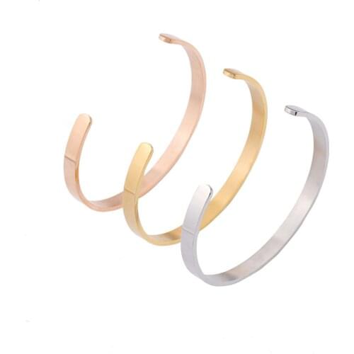 100% Stainless Steel Blank Open Cuff Bangle For Engrave 6mm Width Bangles 65mm Mirror Polished Wholesale 5pcs